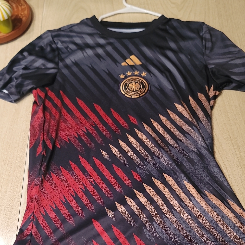 adidas Black Red Gold Graphic Football Jersey